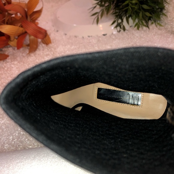 INC textured open peep toe high heel sock ankle Booties black sandals size 7.5 - Picture 5 of 11